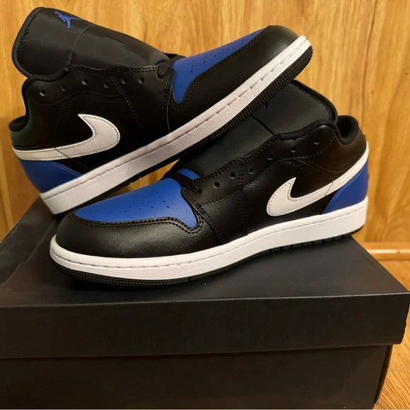 NEW Nike Air Jordan 1 low Black/Royal - Picture 1 of 9